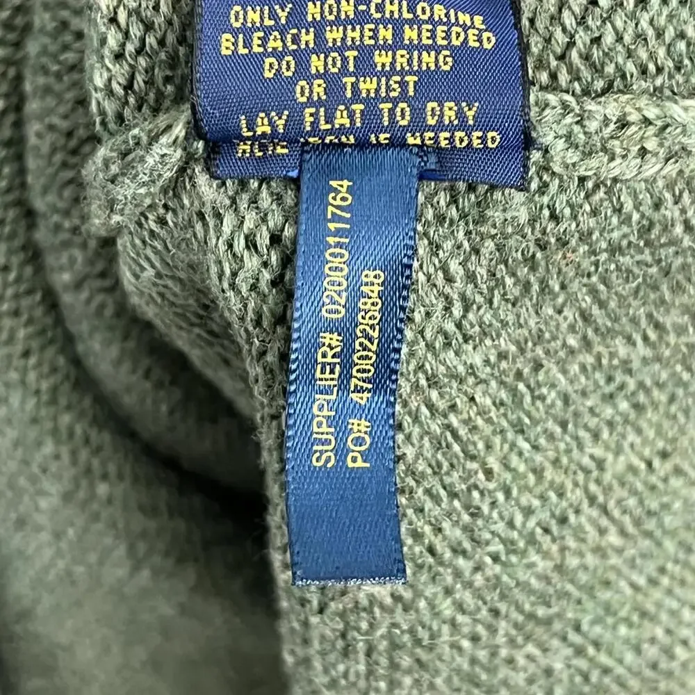 Polo Ralph Lauren Men’s XXL 2XL 1/4 Zip Green 100% Cotton Sweater Pullover Knit - Picture 7 of 9
